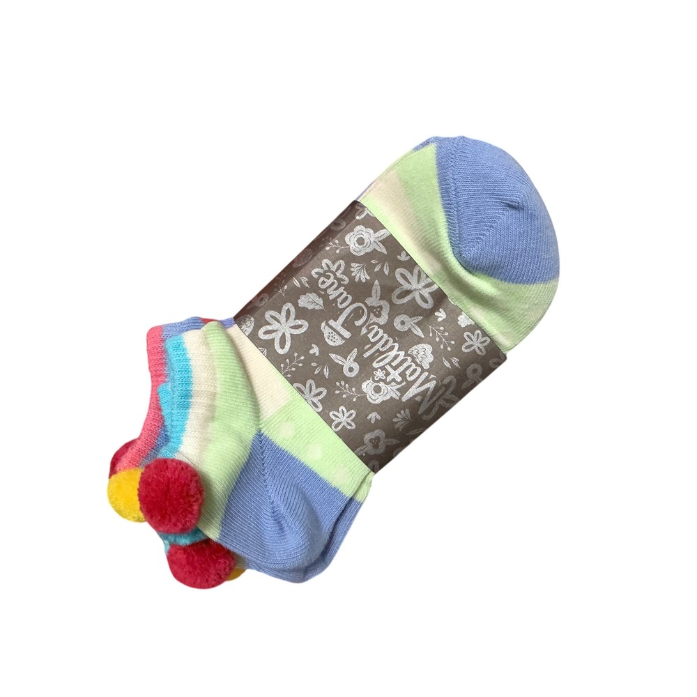 Matilda Jane Ankle Socks Kids Size M Multicolor Pom Pom Striped Polka Dot 3 Pack